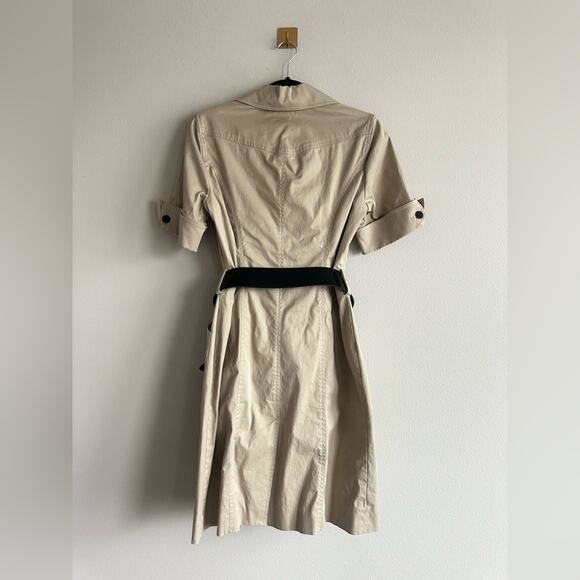 Anne Klein Trench Dress Beige Double Breasted Belted Midi Shirt Dress Sz 6 - Picture 3 of 10